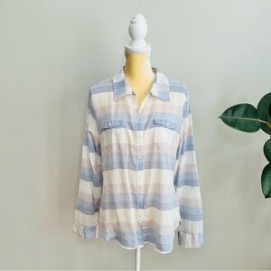 Horny Toad Womens Airbrushed Stripped Button Down shirt